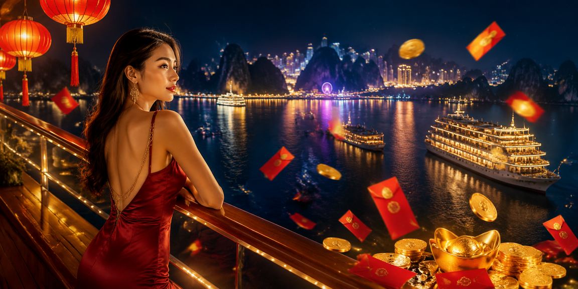 Phong bì đỏ may mắn và đèn lồng lễ hội tại Vịnh Hạ Long gợi không khí giải trí trực tuyến